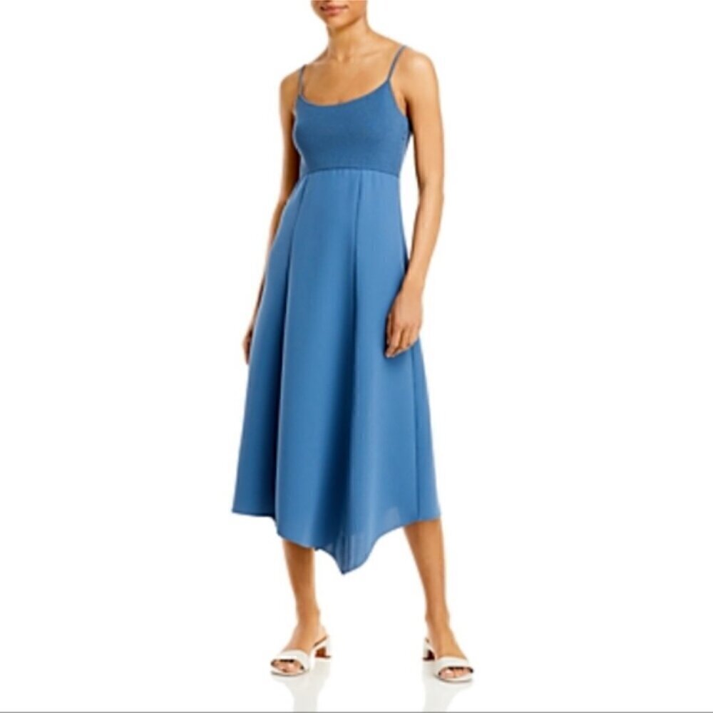 Theory Fit & Flare Tank Dress Midi/Maxi Crepe Combo Steel Blue Medium